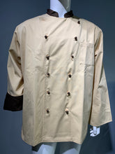 Load image into Gallery viewer, Biscuit chef jacket with cocoa brown border
