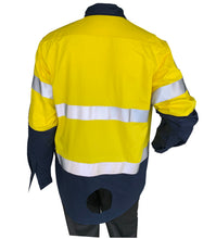 Load image into Gallery viewer, Uniforms &amp; Work wear Two Tone Yellow Navy Hi-Vis Work Shirt for Men- Long Sleeves
